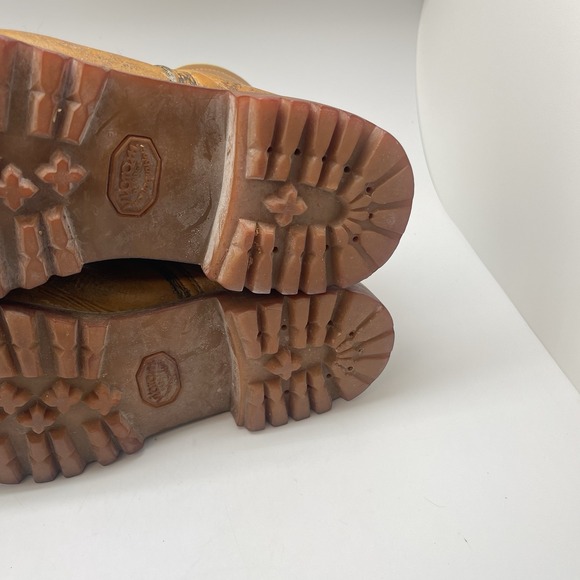 Vintage Herman Survivor Boots Mens 9 Brown Leather Vibram Moc Toe USA Man Made - Picture 13 of 14